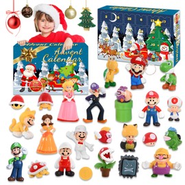 Advent Calendar Super Bros 2024 Children's Boys with 25 Super Bros Toy Figures, Advent Calendar Boys Super Bros for 1 2 3 4 5 6 7 8 9 10 12 Years Boys Girls Christmas Calendar