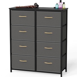 Simple Houseware 8 Drawer Dresser Wide Storage Tower, Dark Grey