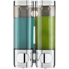 Pollock Wall Mounted Soap Dispenser, 300ml x 2 Shampoo and Conditioner Dispenser, No-Drill Installation Shower Soap Dispenser, Eliminates Shower Clutter, for Bathroom Home Hotel Restaurant – Silver