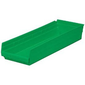 Plastic Shelf Bin Nestable 8-3/8"W X 23-5/8" D X 4"H Green - Lot of 6