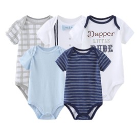 Tone Short-Sleeved Bodysuits for Newborns Baby Boys and Girls 0-3 m/3-6 m/6-9 m/9-12 m Cotton, England style infant boy bodysuit