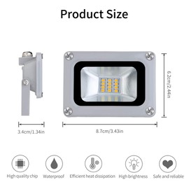 SOLIKU 10 W LED Floodlight, 12 V, Low Voltage Floodlight, Cool White, 6500 K, Safety Light, 800 lm, Outdoor Spotlight, Waterproof IP65 Work Light for Camping, Travel, Garden, Garage