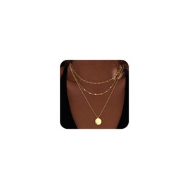 FENNELISA Women's Necklace, Layered Gold Chain, Hypoallergenic, Long Chain, 925 Silver, Adjustable, Waterproof, Gold Chain, Women, Pack of 3, Sterling Silver, No Gemstone