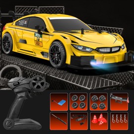 Authticar Remote Control Car RC Drift Car, 1:16 Scale Electric RC Car with LED Lights 2.4GHz 4WD 40km/h RTR High Speed Racing Sport Toy Car for Adults Boys Girls Kids Gifts(Yellow)