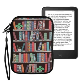 kwmobile Case for eReader Neoprene Protective Bookcase with Plants Blue Green Pink 17 x 12 x 2 cm Inner Dimensions