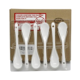 Mecai 5 inch long White Porcelain Egg Spoons for Dessert Coffee Tea,Set of 6