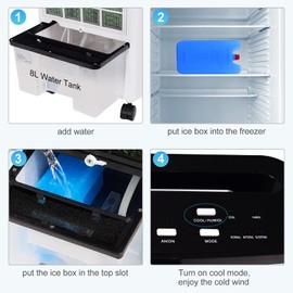 ARLIME Portable AC Cooling Fan, 3-IN-1 Portable Evaporative Air Cooler & Humidifier, Windowless AC Fan with 3-Mode, 3-Speed, 7.5H Timer Function, Ice Packs, Removable 1.85G Water Tank, Remote Control