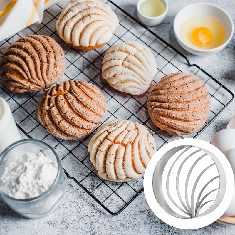 Tinoaly Concha Cutter, Stainless Steel Mexican Bread Mold Stamp, 4in/10.2cm