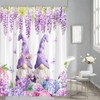 YSSFAV Purple Floral Gnomes Shower Curtain Spring Flower Butterfly Rustic