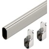 Oval Wardrobe Tube Polished Chrome Closet Rod W/End Supports, Welded Steel, 1.0mm Thick Chrome-Plated (2, 30")