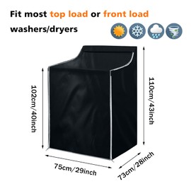 2Pack Washer and Dryer Covers, Portable Washer Cover with Zipper Design Dustproof Waterproof Laundry Covers for Washer and Dryer，Easy Use Fit for Most Front-loading Machine (2pcs(Black))