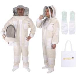 Ventilated Bee Suit, 3 Layer Bee Suit for Men Women, Sting Proof Protective Beekeeping with Gloves, 2 Beekeeping Veils for Beekeepers (2XL-Large)
