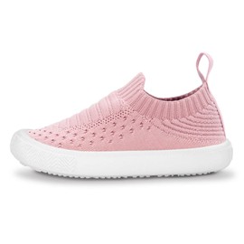 Jan & Jul Girls Toddler Shoes, Knit Sneakers, Flexible Soft Soles (Pale Pink, US Size 8)