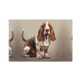 WHJYMX Basset Hound Printing Placemats Plate mat 12x18in 6 Pieces Set Table Decoration Suitable for Gatherings Family use