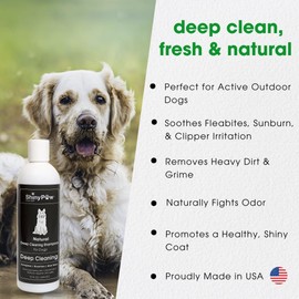 Shiny Paw Natural Deep Cleaning Organic Dog Shampoo 16 oz | Dog Itching Skin Relief with Evergreen, Aloe & Rosemary | Natural Dog Shampoo for Smelly Dogs | Made in The USA