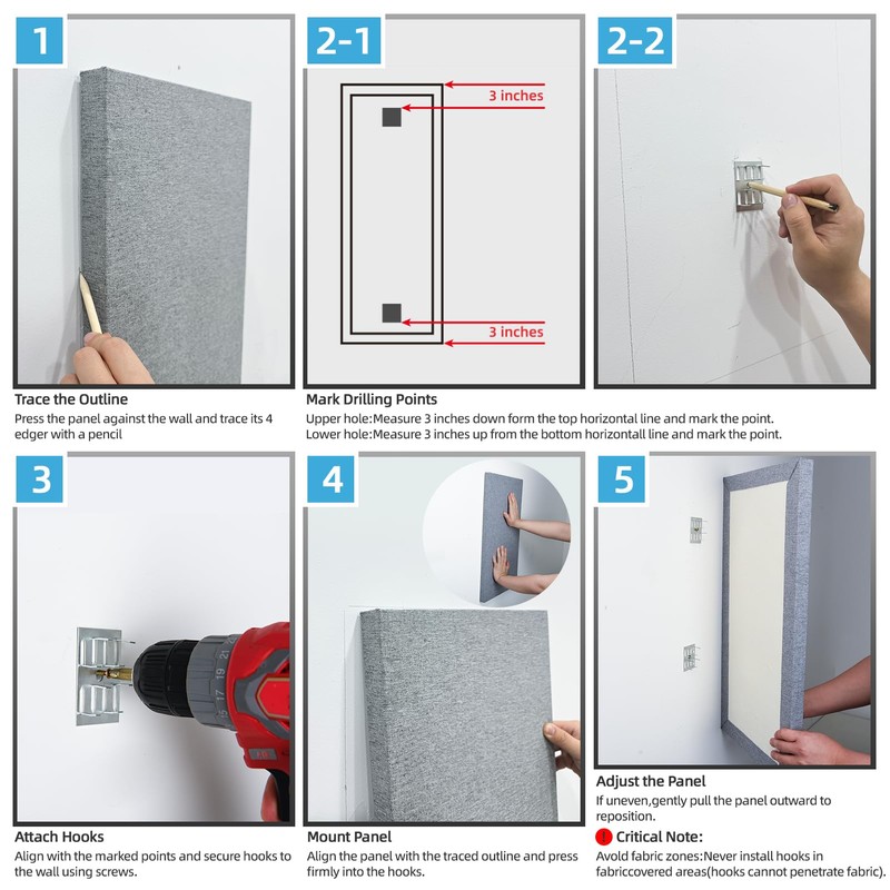 Art3dwallpanels 4 PCS Acoustic Panels, 24''x12'' Fabric Soundproof Wall Panels,