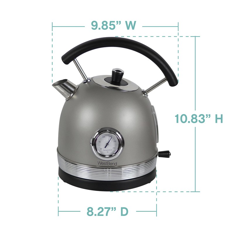West Bend Electric Kettle Retro-Styled Stainless Steel 1500 Watts with