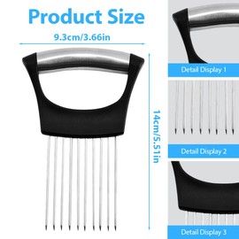 IKOPFLN Stainless Steel Onion Cutter Holder - Onion Cutter - Meat Needle - Onion Holder for Cutting Tomato Onion Cutting Aid, black