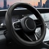 Ouzorp - Funda para volante de coche, microfibra, negro, 37-39