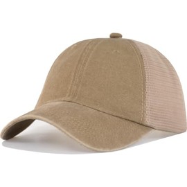 CYGTE Distressed Soft Trucker Hat - M/L/XL/XXL Unstructured Vinatge Washed Snapback Baseball Cap for Men Women, Khaki 02, X-Large-XX-Large