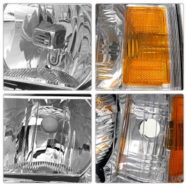 ADCARLIGHTS 2007-2014 Silverado Headlight Assembly for 07 08 09 10 11 12 13 Chevy Silverado 1500/07-14 Silverado 2500HD 3500HD Clear Lens Chrome Housing Amber Reflector Replacement
