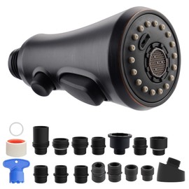 Hibbent Pull Down Kitchen Faucet Head Replacement, NSF/ANSI/CAN 61 & CUPC Certified 3-Function Sink Spray Nozzle with 15 Adapters Compatible with Moen, Delta, Kohler Faucets - Oil-Rubbed Bronze