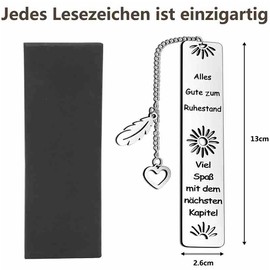 3 x Stainless Steel Bookmarks with Chain, Inspirational Bookmark Dankschön Bookmark with Feather Pendant, The Perfect Gift for Teachers, Friends and Colleagues
