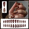 ONPRESS 24Pcs Brown Press on Nails Short Almond Fake Nails