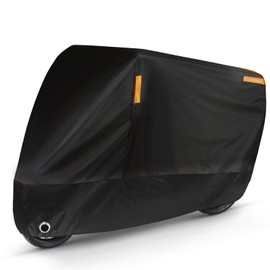 Puroma Motorcycle Cover Heavy Duty Scooter Cover Waterproof Outdoor All Season Universal Weather Quality Protection with Night Reflective, Lock Hole and Storage Bag Fits up to 86.6" Motorcycle Vehicle