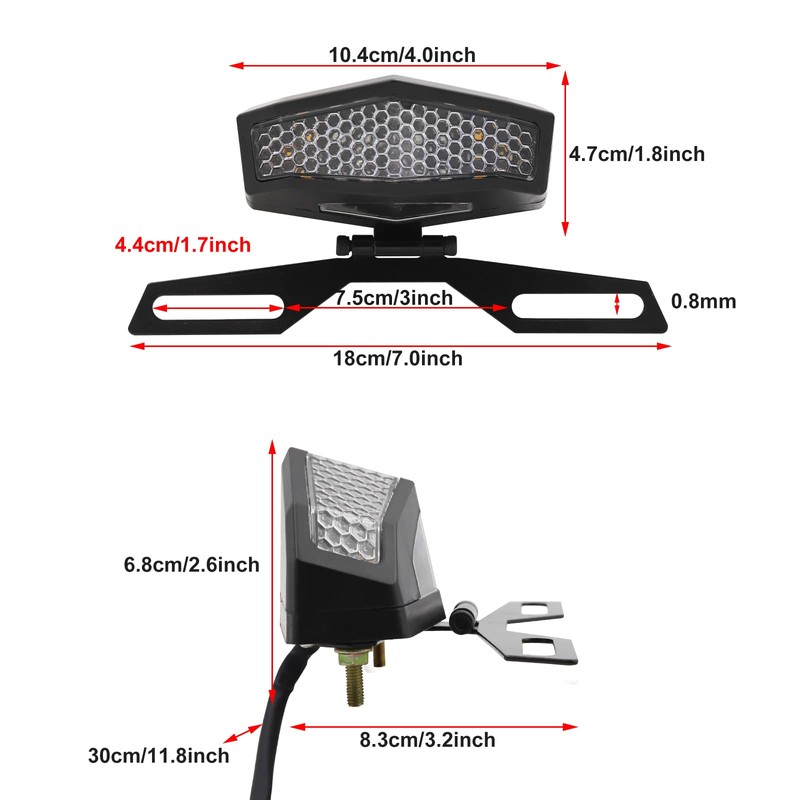 Aoling Motorcycle Tail Lamp 12V Small Turn Signal License Plate