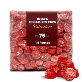 Miniatures Peanut Butter Chocolate Cups Valentine Edition 1.5 Pounds (Approx. 75 Pieces) – Individually Wrapped Bulk Candy