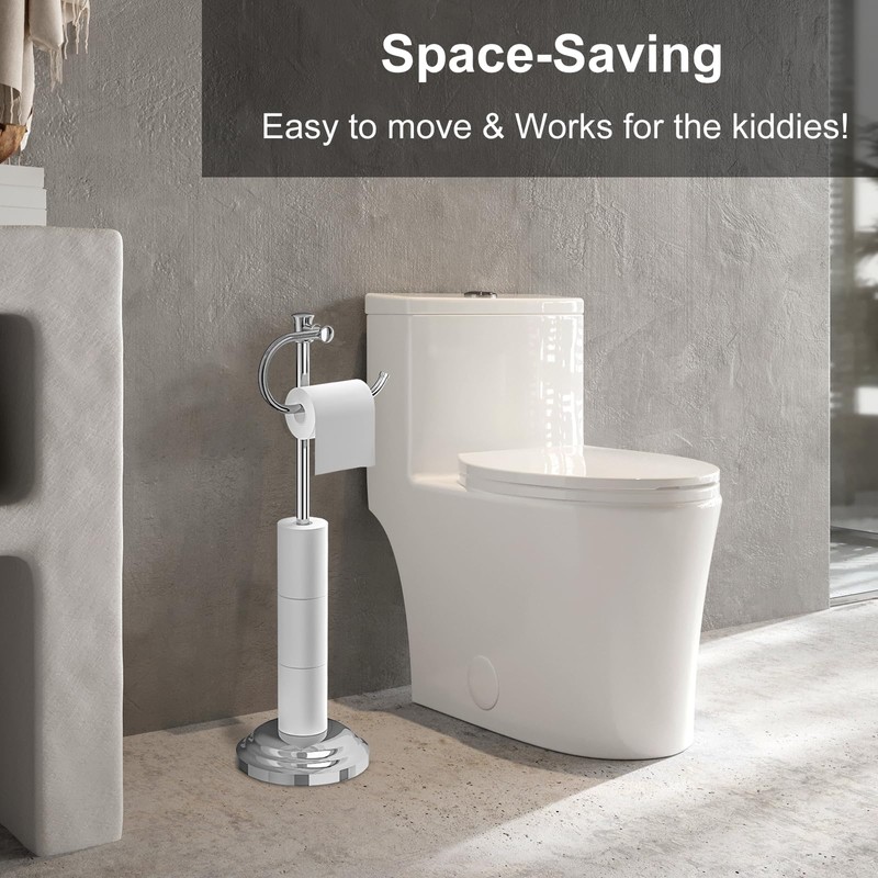 Hoimpro 25" Toilet Paper Holder Free Standing, Floor Bathroom Toilet