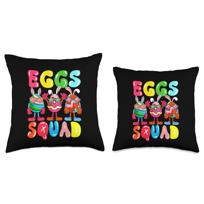 Eggs Squad Three Easter Day Bunny Chocolate Eggs Colorful Throw