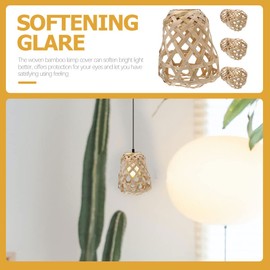 4pcs Bamboo Lampshade Mini Baskets Lampshades for Table Lamp Bells for Crafts Table Lamp Lampshade Chandelier Light Cover Wicker Pendant Lamp Shade Decorative Lamp Shades Handmade