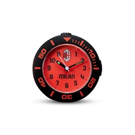 Seven Sveglia analogica A.C. MILAN al quarzo con movimento continuo, Prodotto ufficiale, Calcio, Idea regalo bambini e adulti