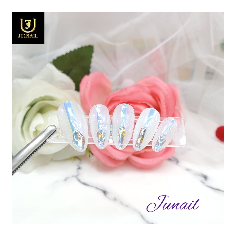 Blue powder point handmade nail tip - Long ballerina /