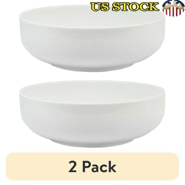 Unbranded White Round Porcelain Serve Bowl Set 2 Pack Microwave