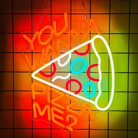 Artlast You Wanna Pizza Me Neon Sign for Wall Decor LED Neon Lights Pizza Neon Light Decoration for Bedroom Home Aesthetic Room Pizza Party Kitchen Pizza Signs Birthday Gifts