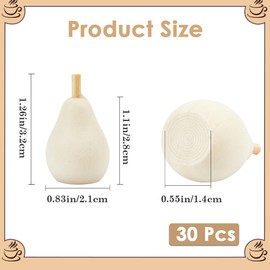 GORGECRAFT Pack of 30 Unpainted Wooden Pears Graffiti Wooden Figures Made of Artificial Fruits Decorative Blank Wooden Ornament Unpainted DIY Painting Crafts for Christmas Tree Decoration Fairies Art