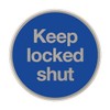 Fire Exit Signs, Disc, Door Signage, Satin Stainless Steel, Blue