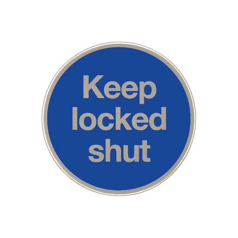 Fire Exit Signs, Disc, Door Signage, Satin Stainless Steel, Blue