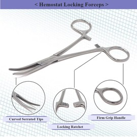 Pet Care Hemostat Forceps 5.5" Dog, Cat Made of Stainless Steel-Have Curved Serrated Tips, Useful In Cleaning Ear, Nose Face Paws Furs Multipurpose Forceps For All Kind of Hair Locking Forceps, SILVER