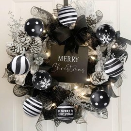 Tsorode 12 Pcs Black and White Christmas Ornaments,2.4 Inch Glitter Christmas Ball Ornaments for Tree,Black White Stripe Dot Glitter Hanging Bulbs for Xmas Decorations Holiday Decor