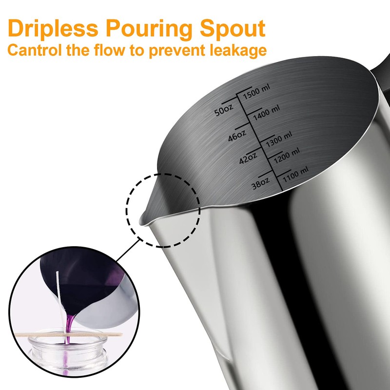 BBAXI Candle Making Pouring Pot, 1500 ML/50 OZ Candle Pouring