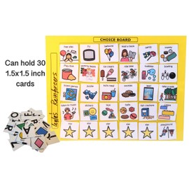 Smile4Autsim Dry Erase Visual Activity Reward Choice Laminated Board with 30 1/2" Hook Coin -Great for Loose Pcs Flash Cards. (Green, 8x11 Sheet (1.5 inch Cards))