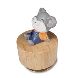 falado ミニ木製動物ロータリーオルゴール かわいいマウスオーナメント付き (チューン: エーデルワイス)