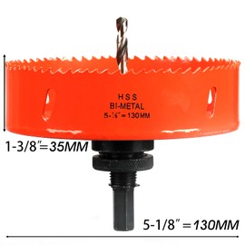 130mm Multi Hole Saw for Cutting Wood, Extra Solid HSS Bi-Metal Drill Bit Circle Cutter for Drywall, Plywood, Fiberboard and Pipe Vent