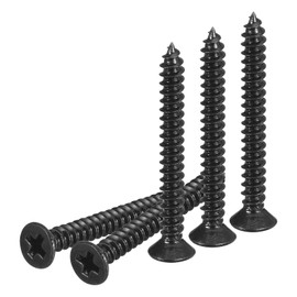 DTGN 100Pcs #4x1" Flat Head Wood Screws, 304 Stainless Steel Phillips Self Tapping Screws - Good for Woodworking, Furniture - Black