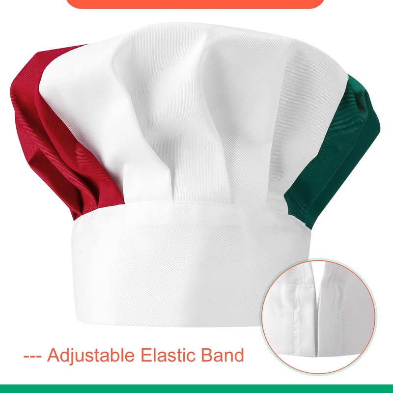 XLSXEXCL Italian Flag Apron and Chef Hat Set, Waterproof Cooking