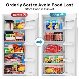 iSPECLE Freezer Organizer Bins - 4 Pack - 4.5 cu.ft Upright Freezer Stop Food Fall out, Air Circulation, White